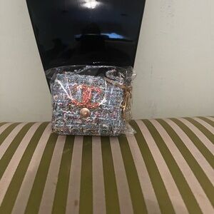 Chic Tweed Mini Bag Charm